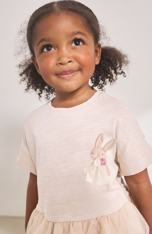 Next Kids' Bunny Appliqué Peplum T-shirt & Rib Leggings Set In Neutral