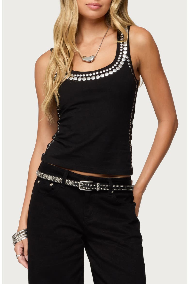 Studded Tank Top, Main, color, BLACK