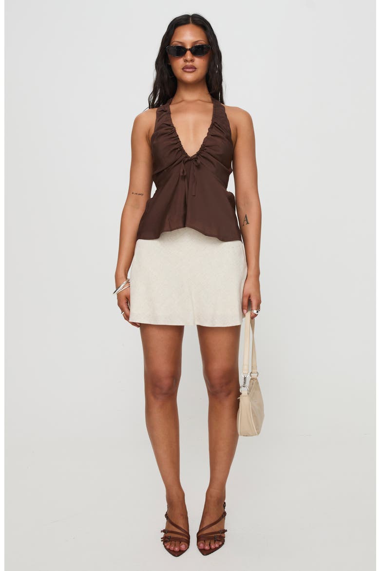 Gadot Ruched Halter Top, Alternate, color, BROWN