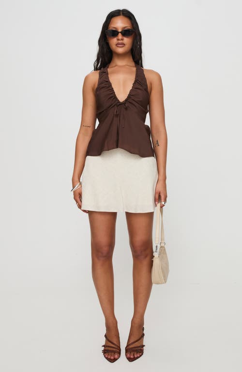 Princess Polly Gadot Ruched Halter Top In Brown