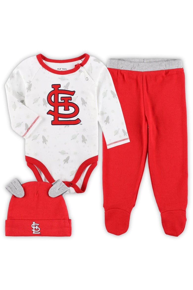 Newborn & Infant Red/White St. Louis Cardinals Dream Team Bodysuit Hat & Footed Pants Set, Main, color, Red