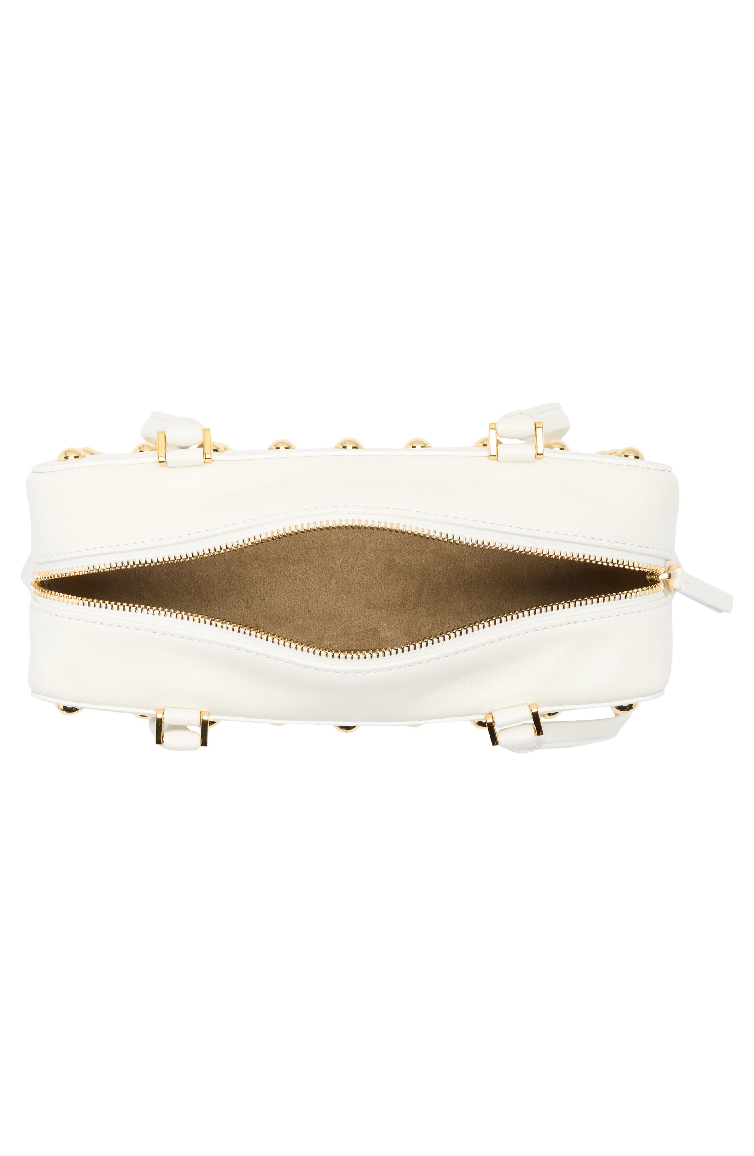 Veronica Beard Studded Boxy Leather Shoulder Bag, Alternate, color, Off White/ Gold