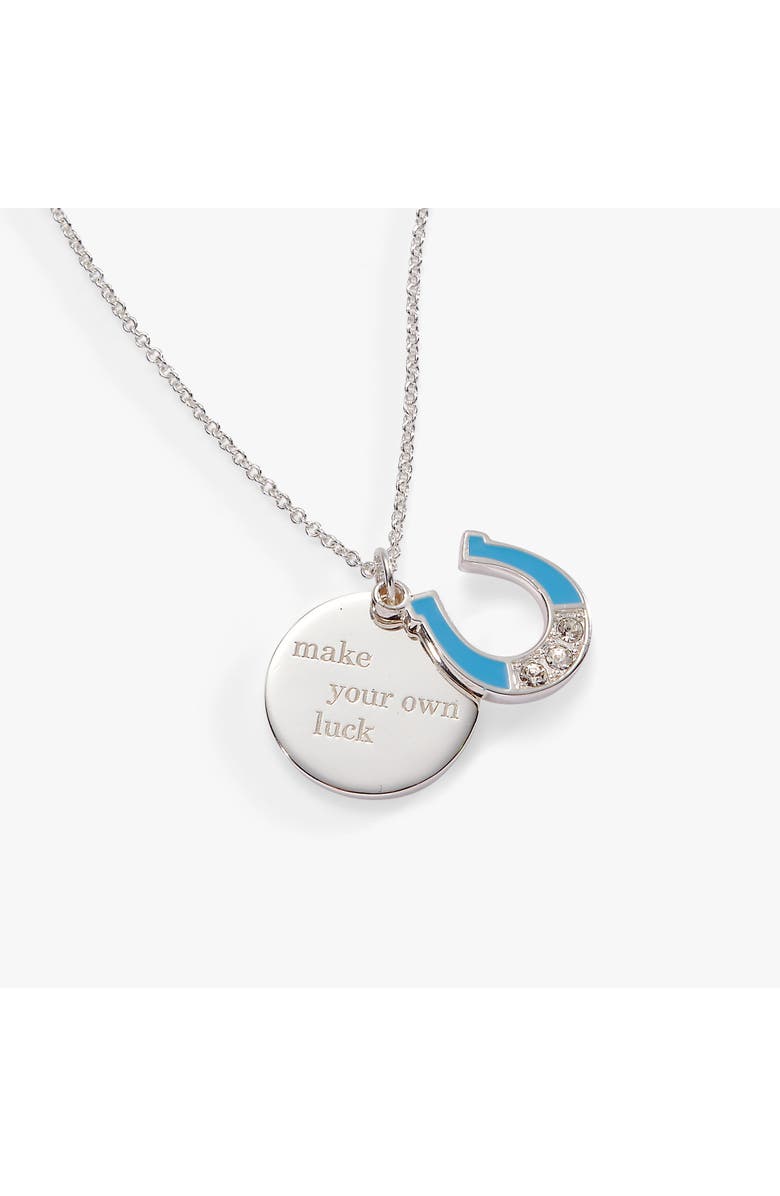 Alex and Ani Make Your Own Luck Duo Charm Pendant Necklace, Main, color, Silver