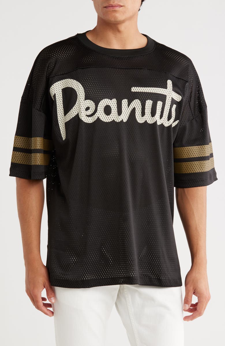 The Forecast Agency x Peanuts Jersey T-Shirt, Main, color, Black