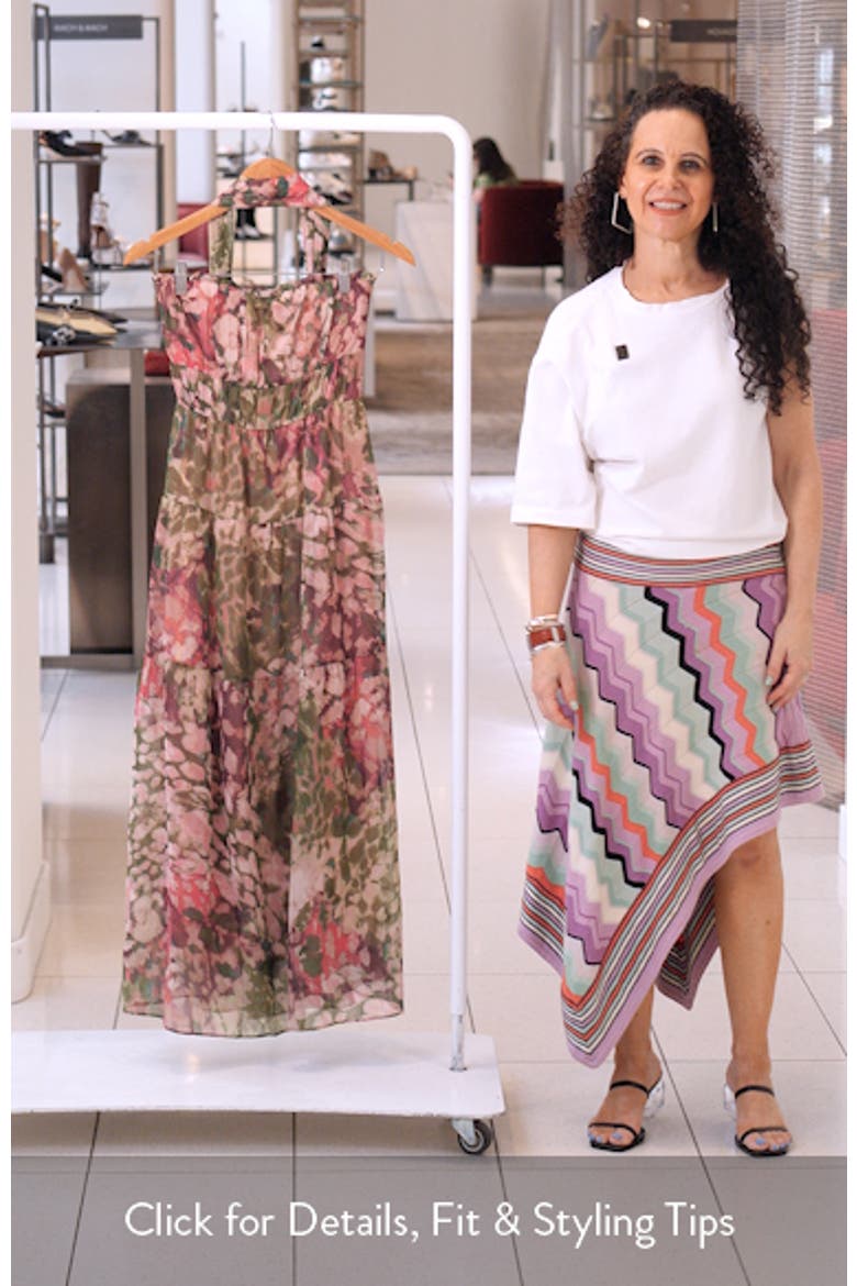 Metallic Floral Strapless Dress & Scarf Set video