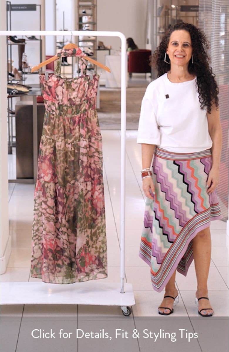 Metallic Floral Strapless Dress & Scarf Set, sales video thumbnail