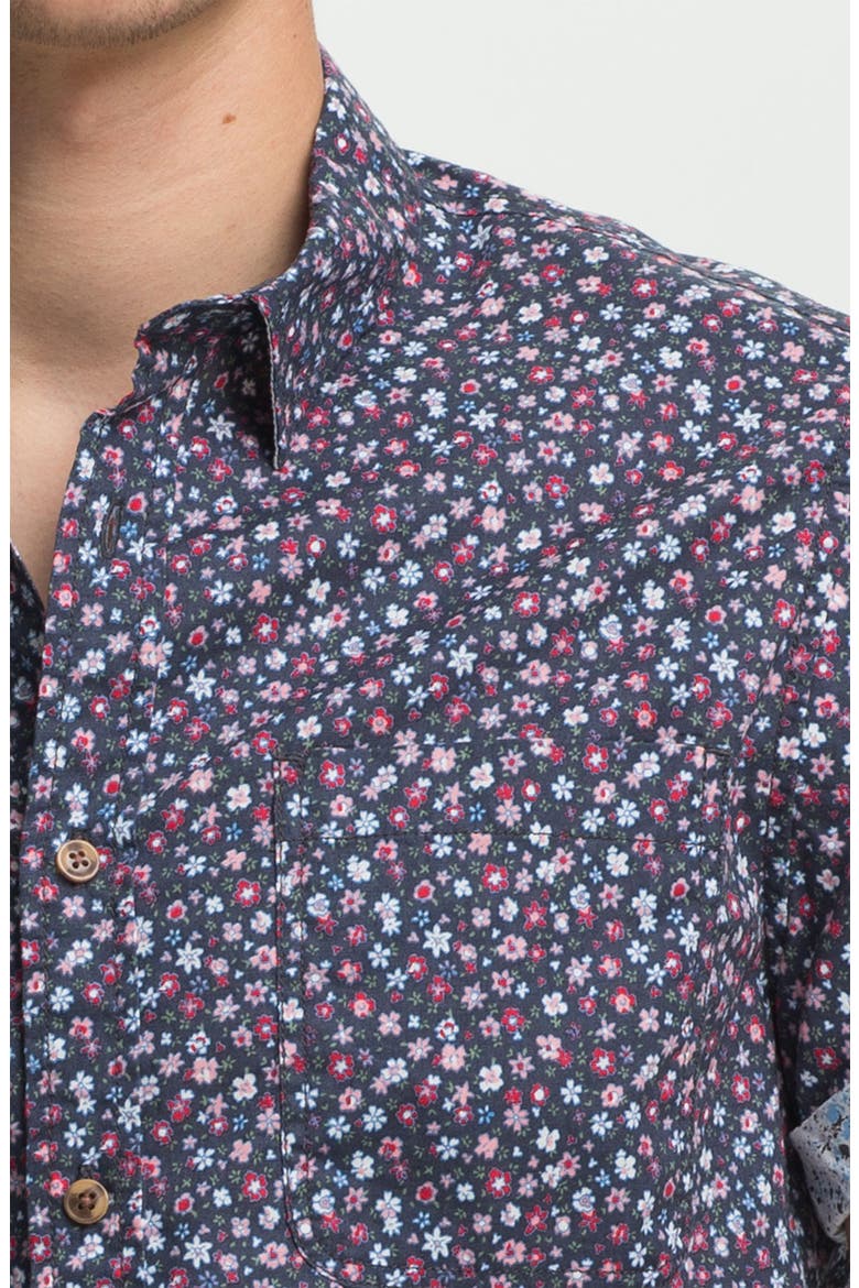 Floral Print Shirt, Alternate, color, NAVY