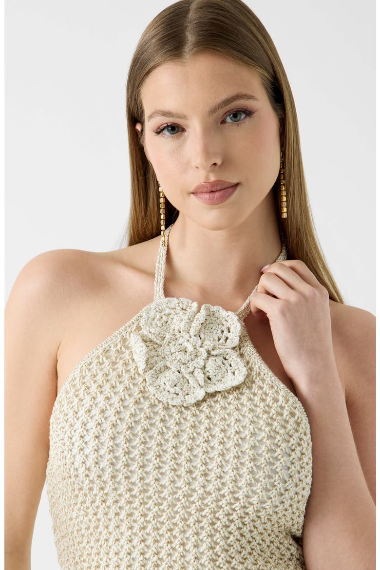Alicia Crochet Halter Top, Alternate, color, OPEN IVORY