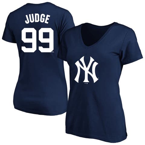 Women's Profile Aaron Judge Navy New York Yankees Plus Size Name & Number V-Neck T-Shirt