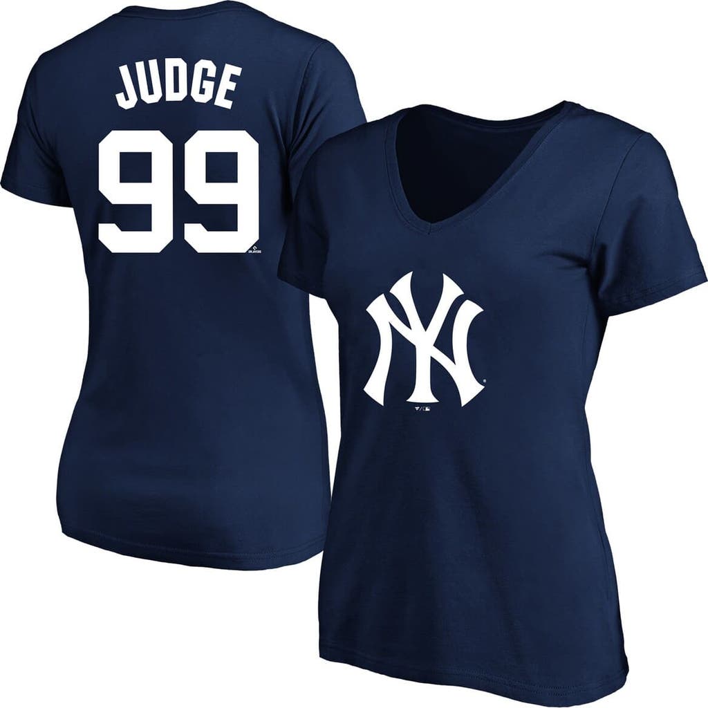Profile Aaron Judge Navy New York Yankees Plus Size Name & Number V-neck T-shirt