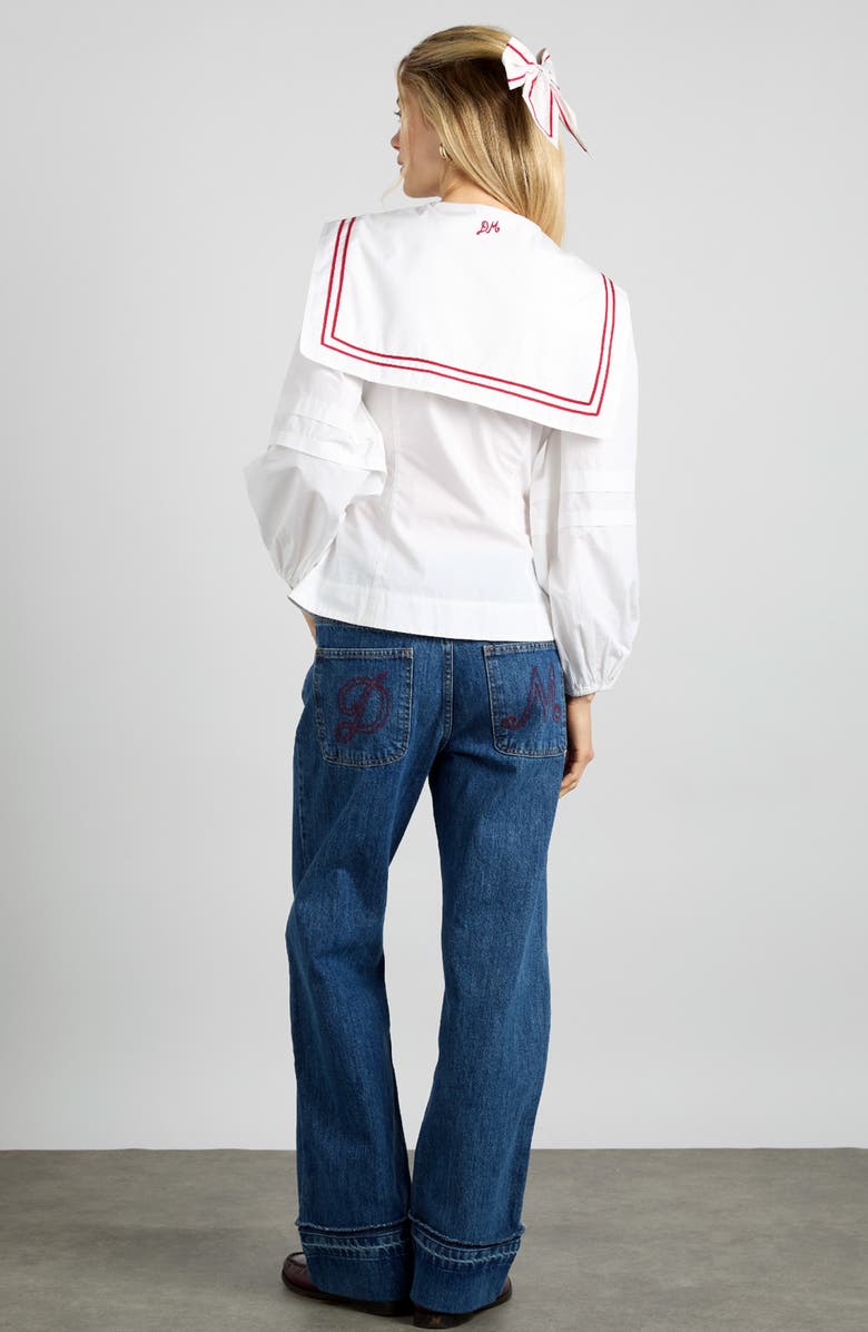 Damson Madder Elise Sailor Collar Long Sleeve Organic Cotton Top, Alternate, color, 