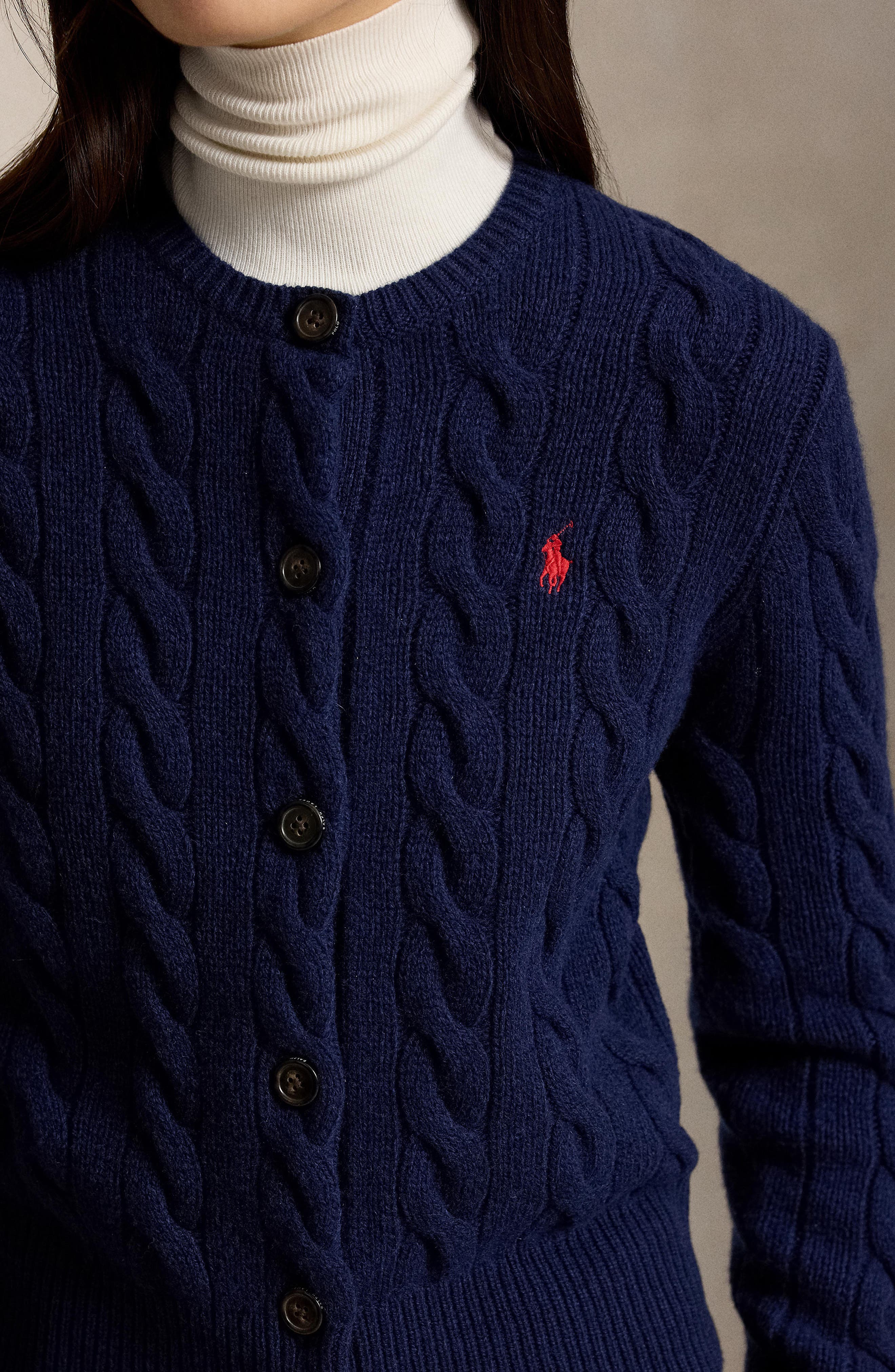 Polo Ralph Lauren Wool & Cashmere Cable Stitch Cardigan (Women
