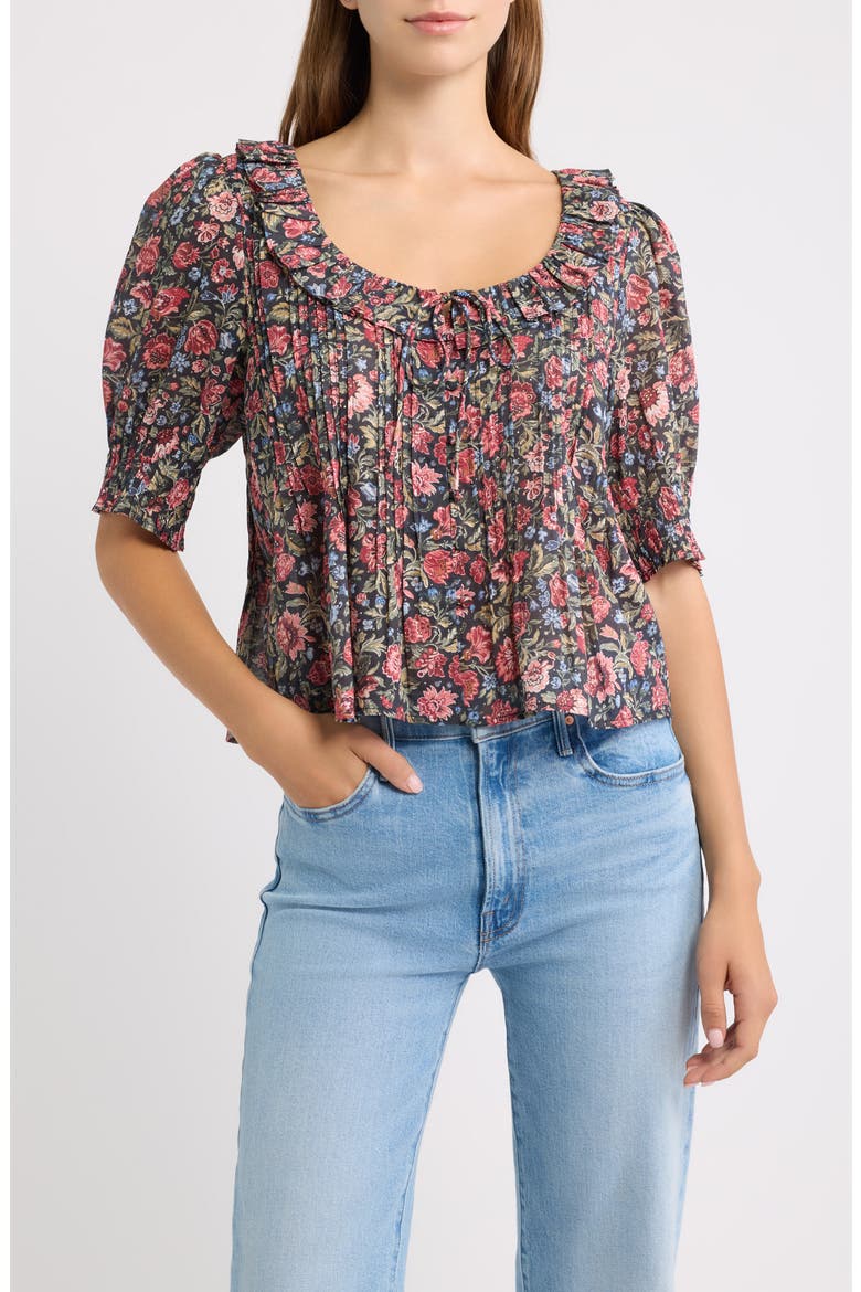 Camri Ruffle Collar Top, Main, color, CHILTON FLORAL BLOCK
