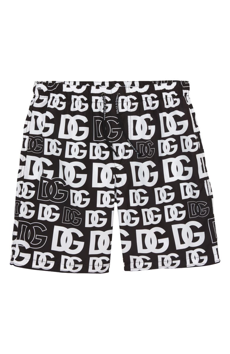 Dolce&Gabbana Kids' DG Logo Swim Trunks, Main, color, 