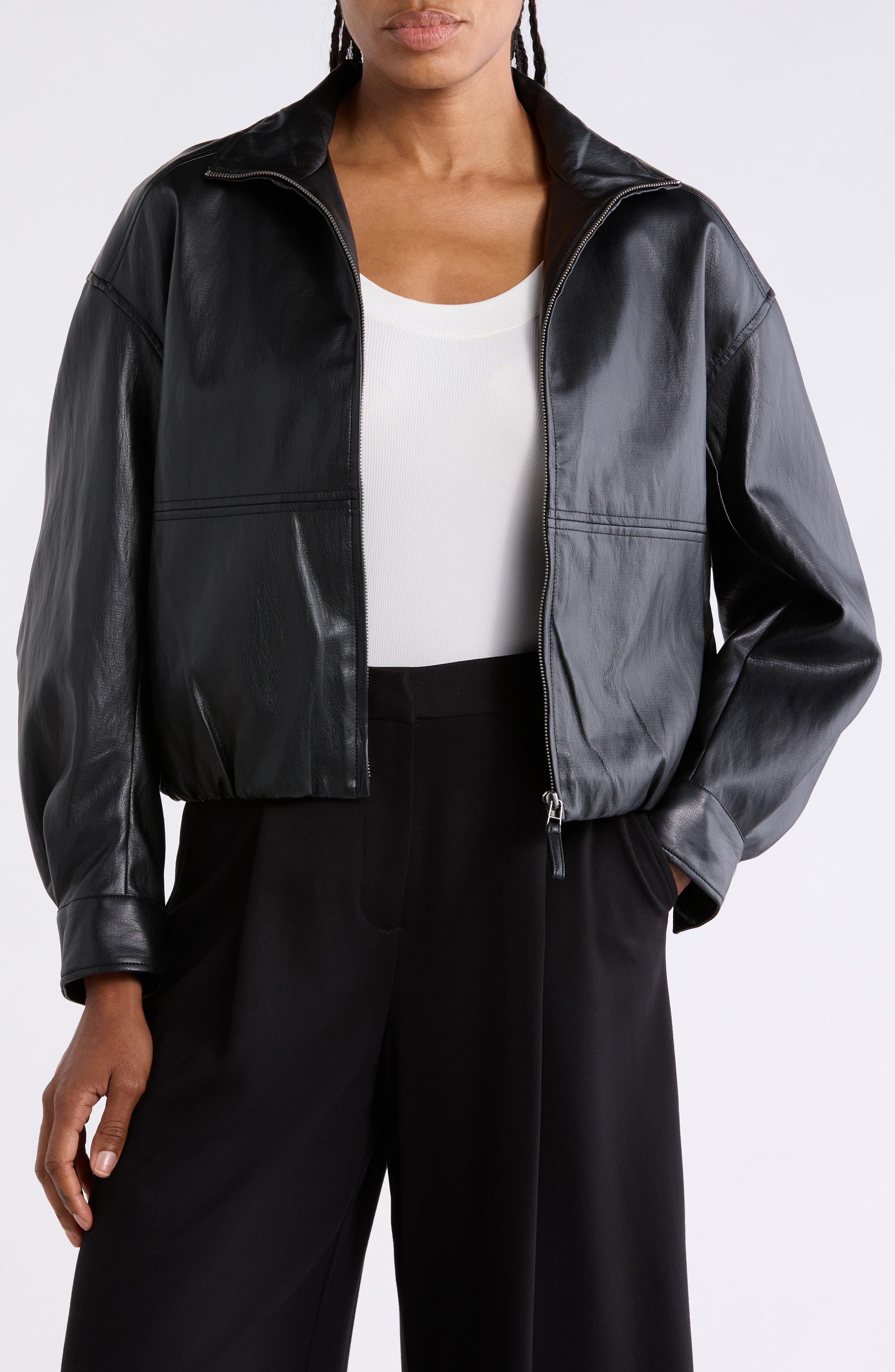 Bubble Hem Faux Leather Jacket