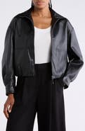 MAX STUDIO Bubble Hem Faux Leather Jacket