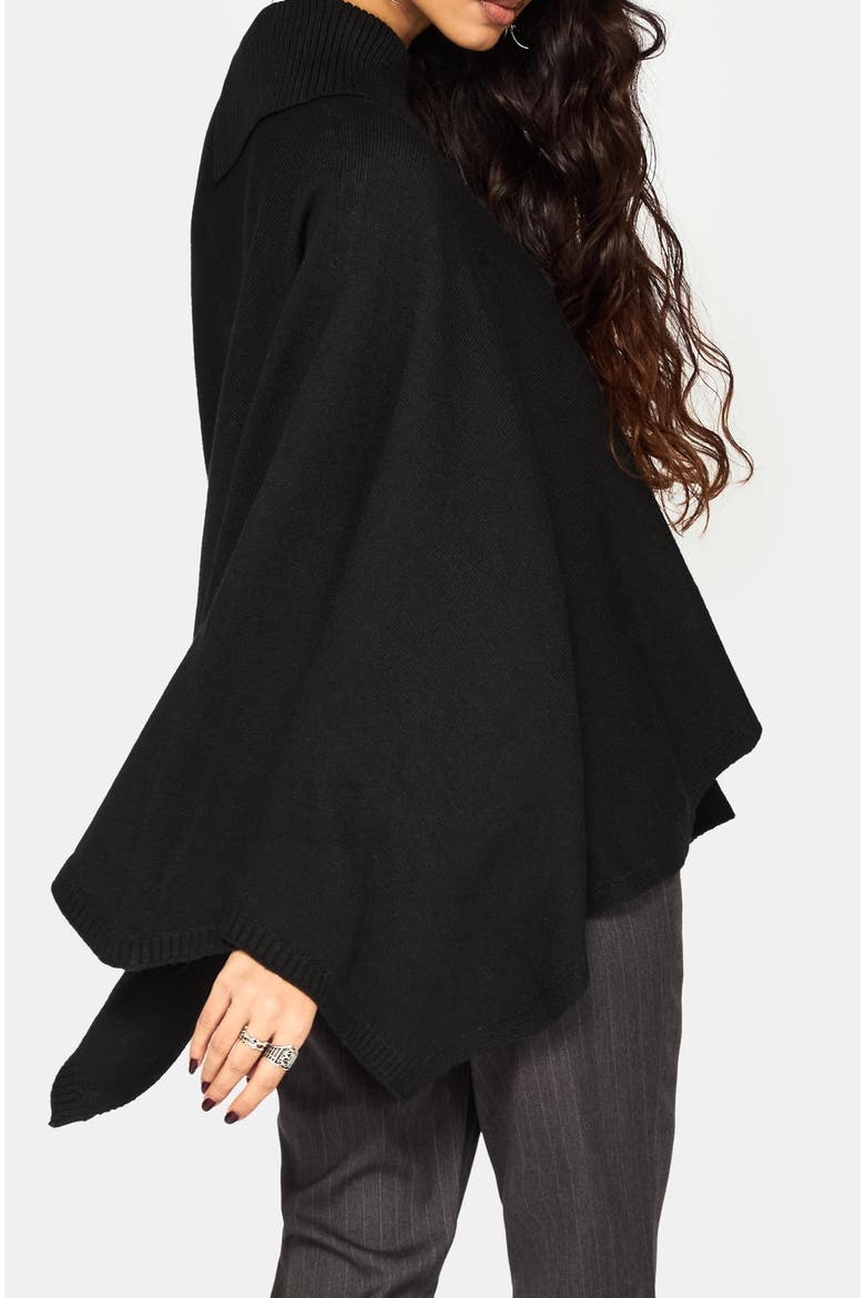 Alois Asymmetric Knit Cape, Alternate, color, Black