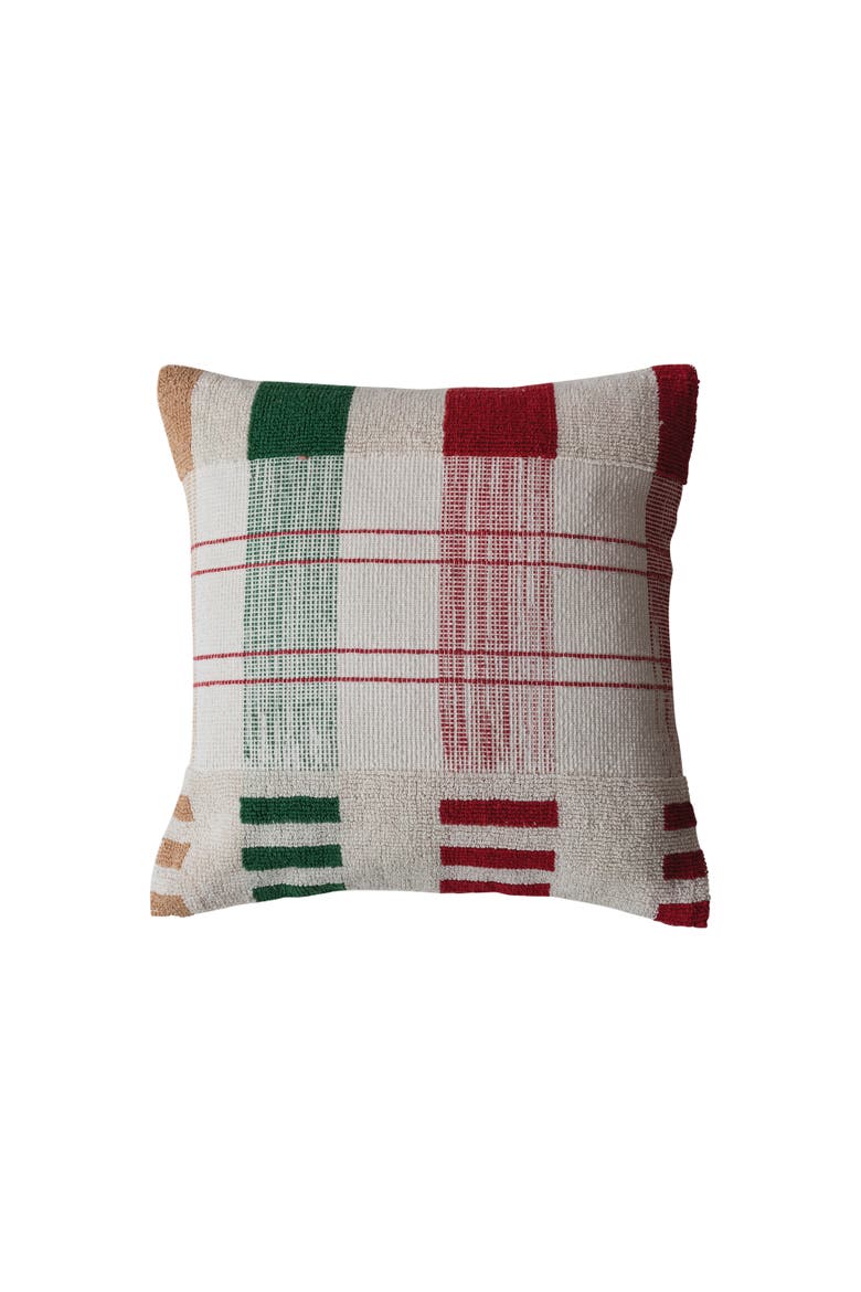 Textured Woven Cotton Pillow, Multicolor Plaid, Main, color, Multicolor