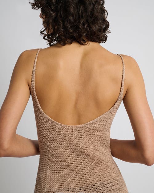 Onia Textured Linen Sweater Scoop Maxi Dress In Tan