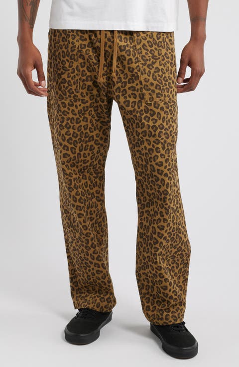 Leopard Print Cotton Canvas Chef Pants