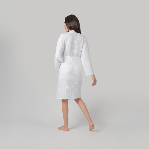 Comfy Cubs Adult Muslin Bathrobe In White