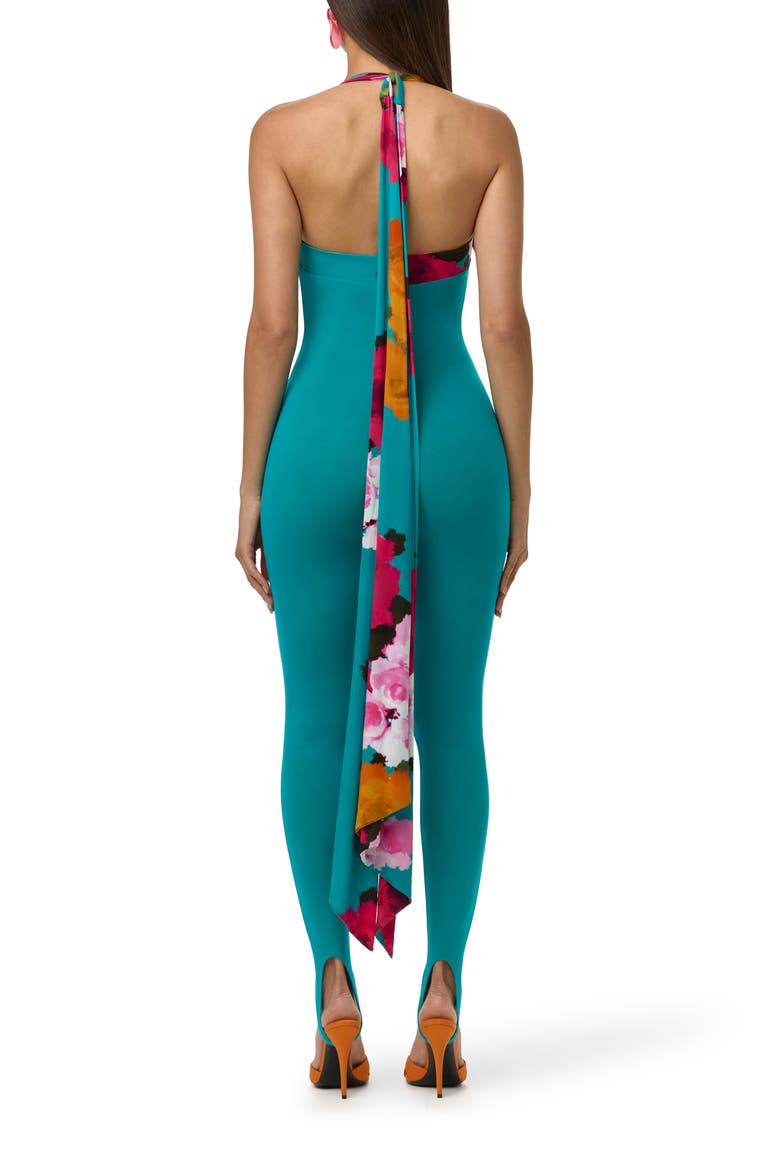 Chiffon Strap Stirrup Jumpsuit, Alternate, color, AQUA