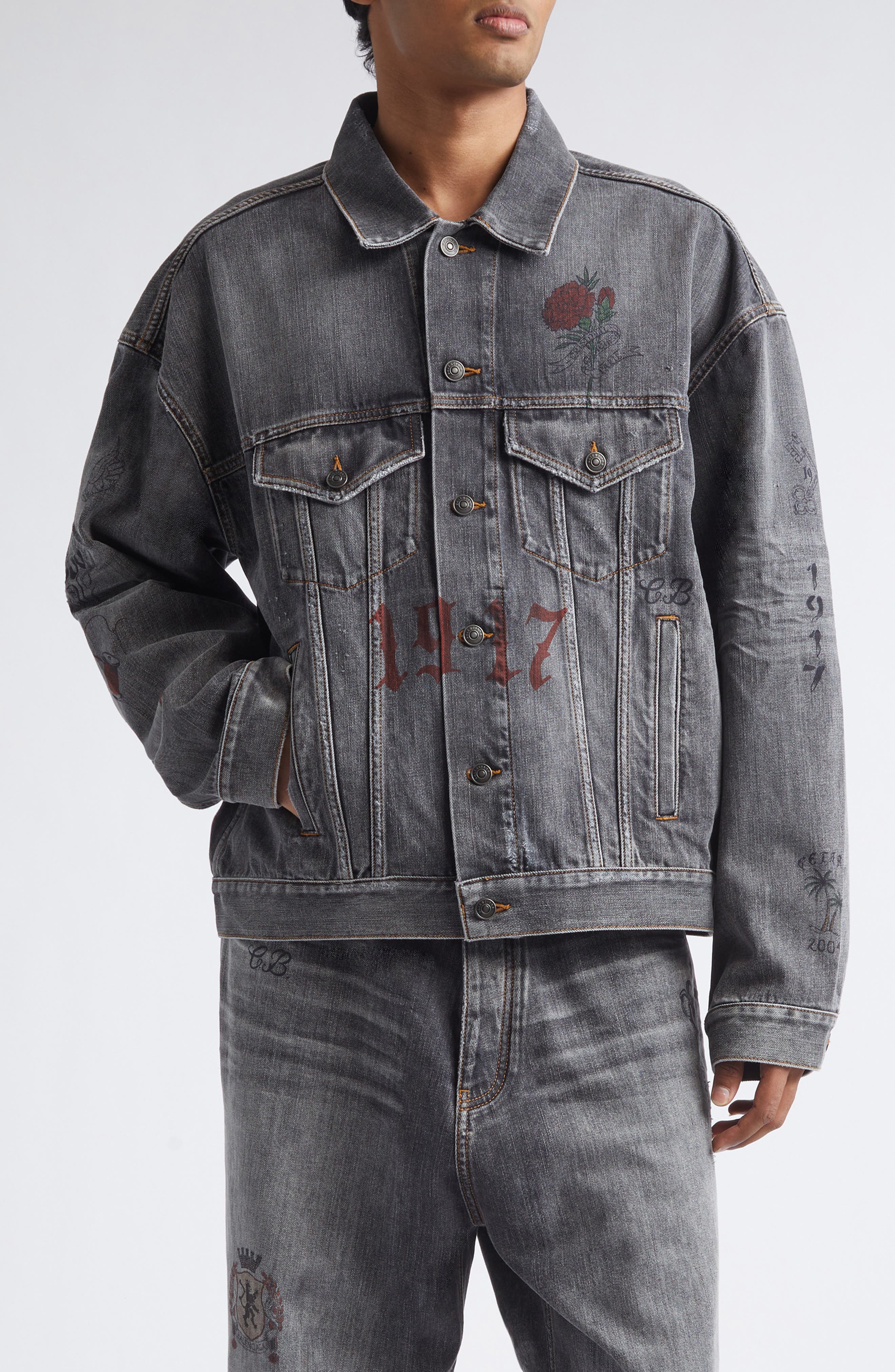 Balenciaga Tattoo Boxy Denim Jacket