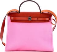 Pre-Owned Hermes Herbag Zip Leather and Toile 31