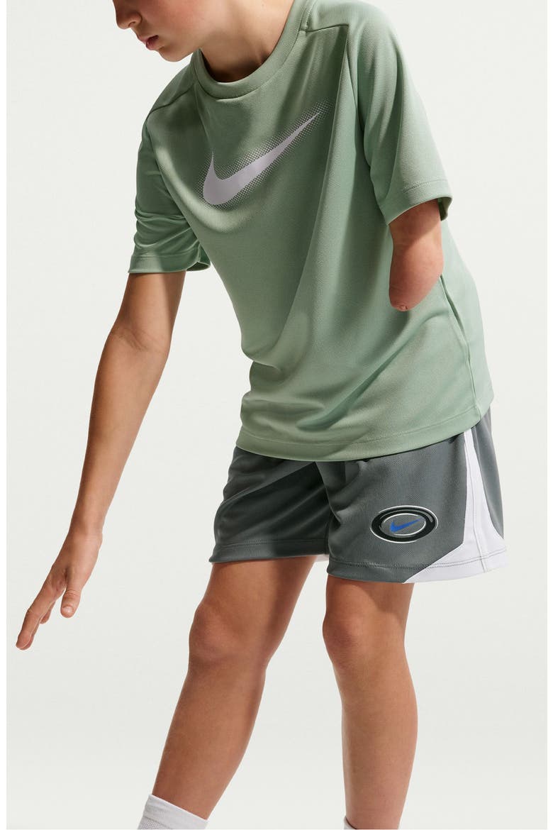 Kids' Dri-FIT Multi Mesh Athletic Shorts, Alternate, color, SMOKE GREY/ WHITE/ GAME ROYAL