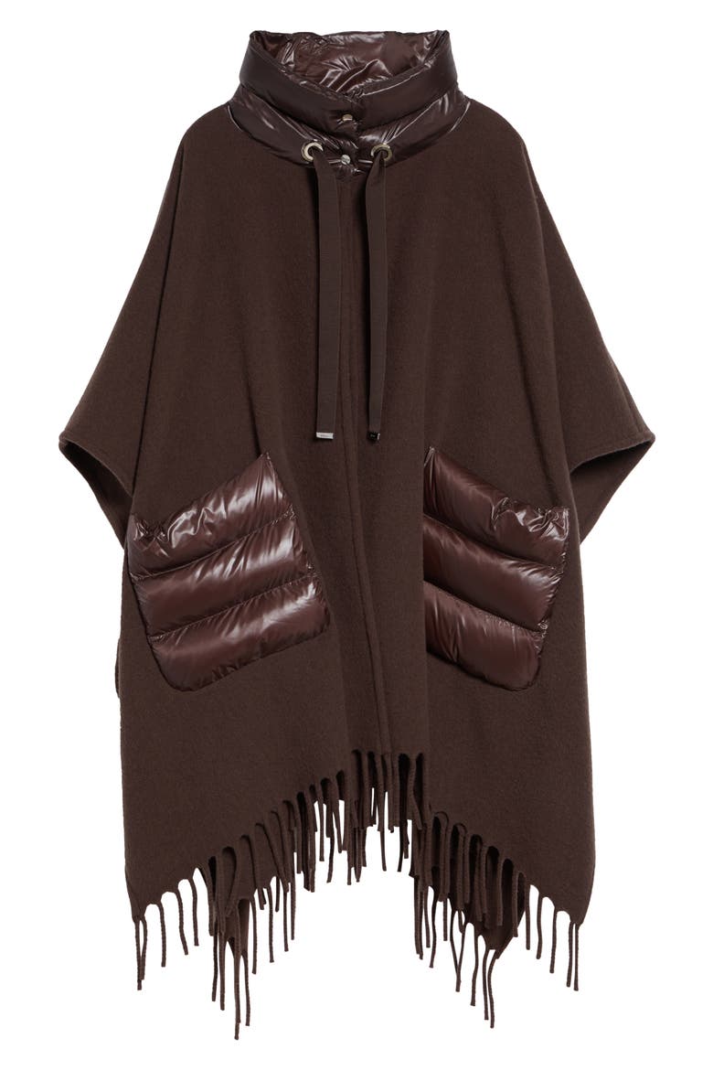 Mixed Media Fringe Trim Poncho, Alternate, color, 8810 FONDENTE