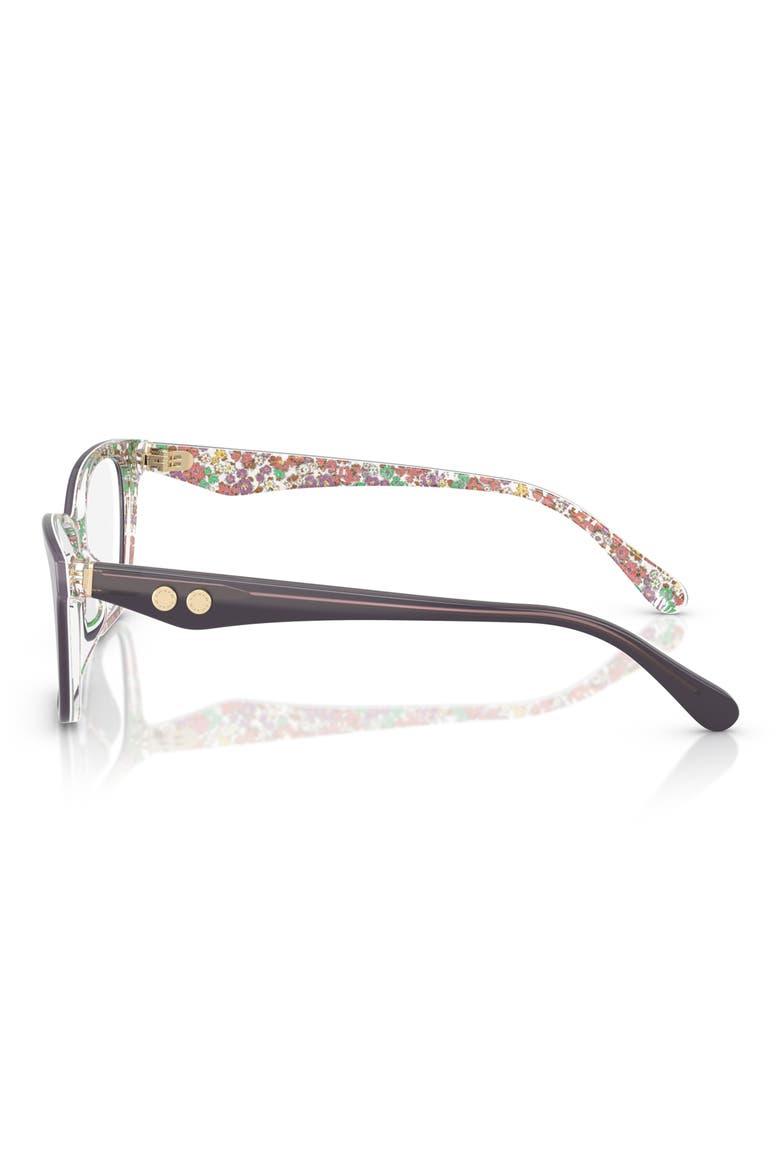 52mm Cat Eye Optical Glasses, Alternate, color, VIOLET / FLORAL / DEMO LENS