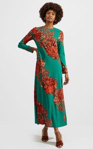 La DoubleJ Long Sleeve Swing Dress Anemone Ghirlanda Green