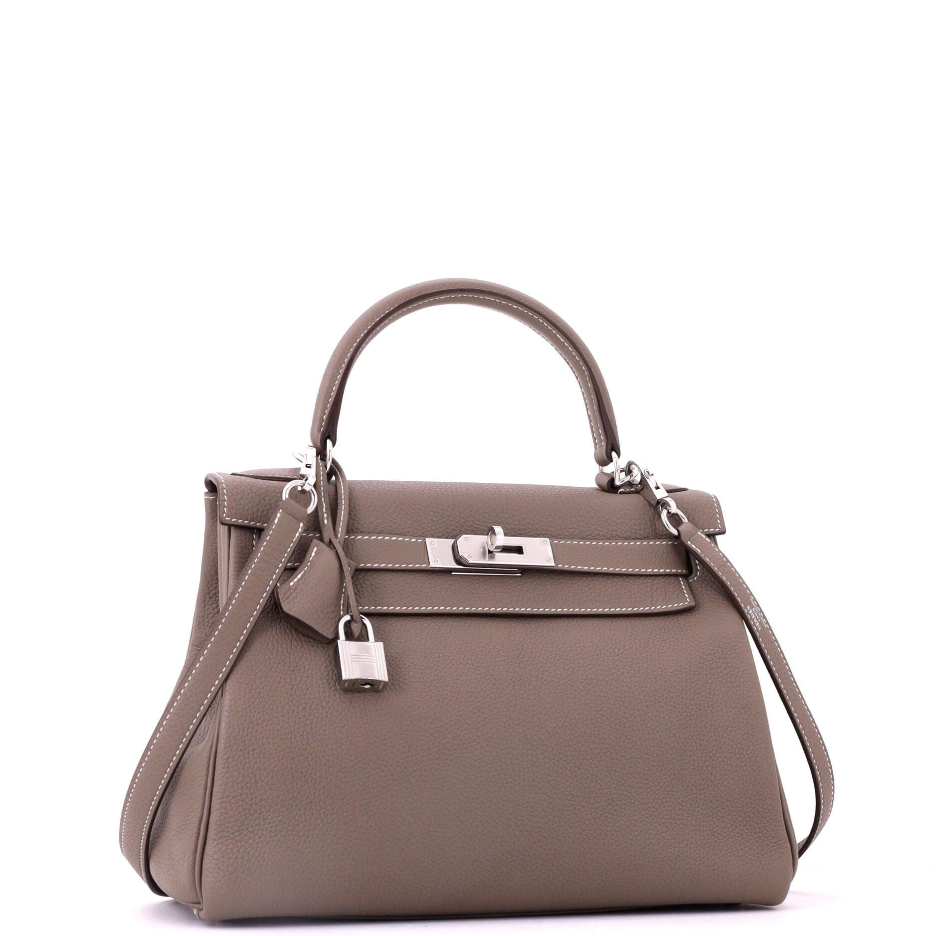 Pre-Owned Hermes Kelly Handbag Grey Togo with Palladium Hardware 28, Alternate, color, Etoupe