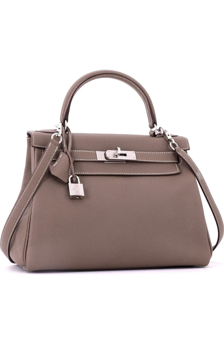 Pre-Owned Hermes Kelly Handbag Grey Togo with Palladium Hardware 28, Alternate, color, Etoupe