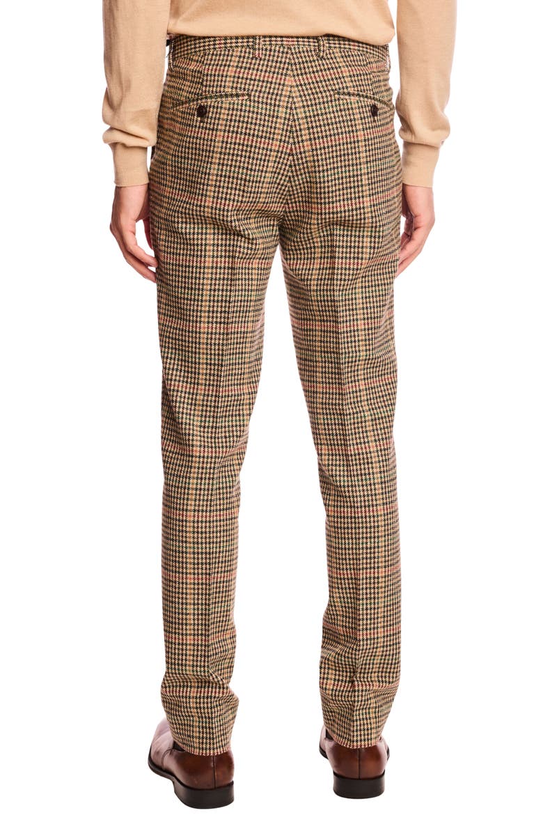 Downing Slim Fit Flat Front Houndstooth Wool Blend Dress Pants, Alternate, color, GREEN MULTI HOUNDSTOOTH
