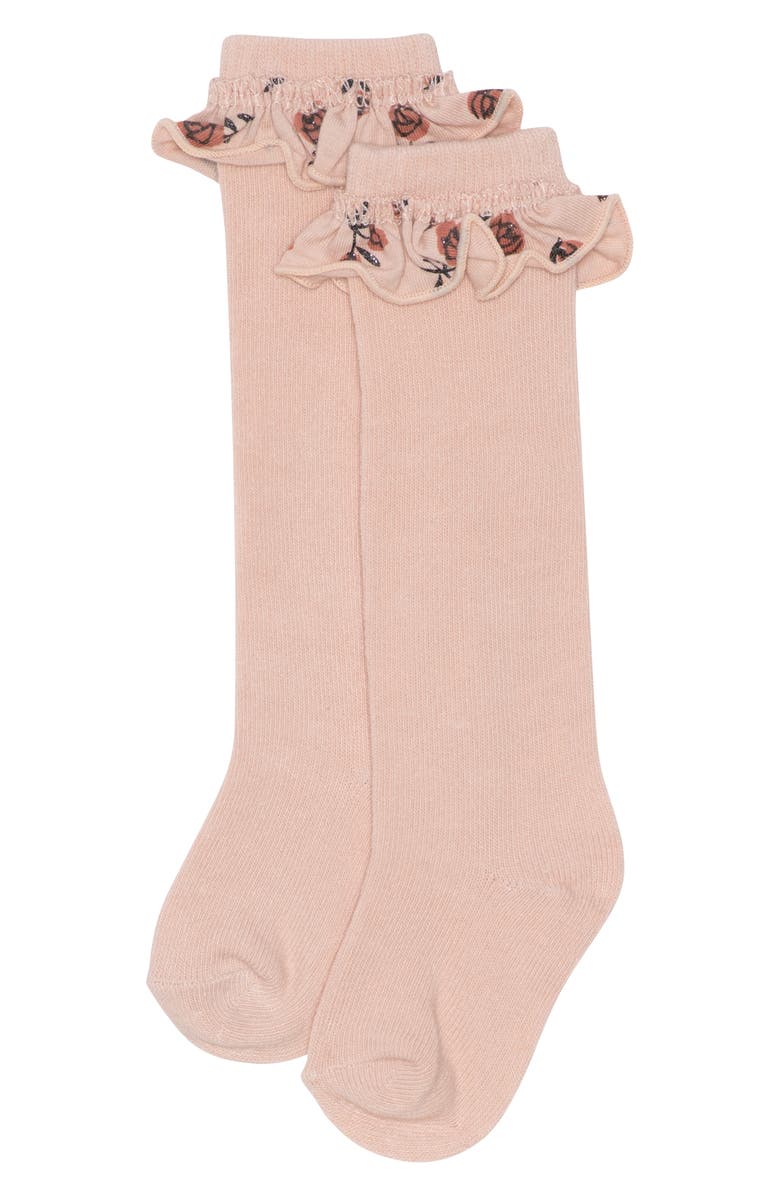 PL Baby by Petit Lem Floral Bodysuit, Faux Leather Skirt, Socks & Headband Set, Alternate, color, Pink Floral