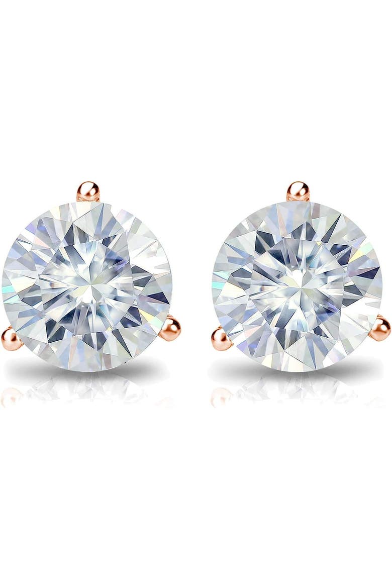 14k Gold Lab-Grown Round Diamond 3-Prong Screw Back Stud Earrings, Alternate, color, .75 Carat Yellow Gold