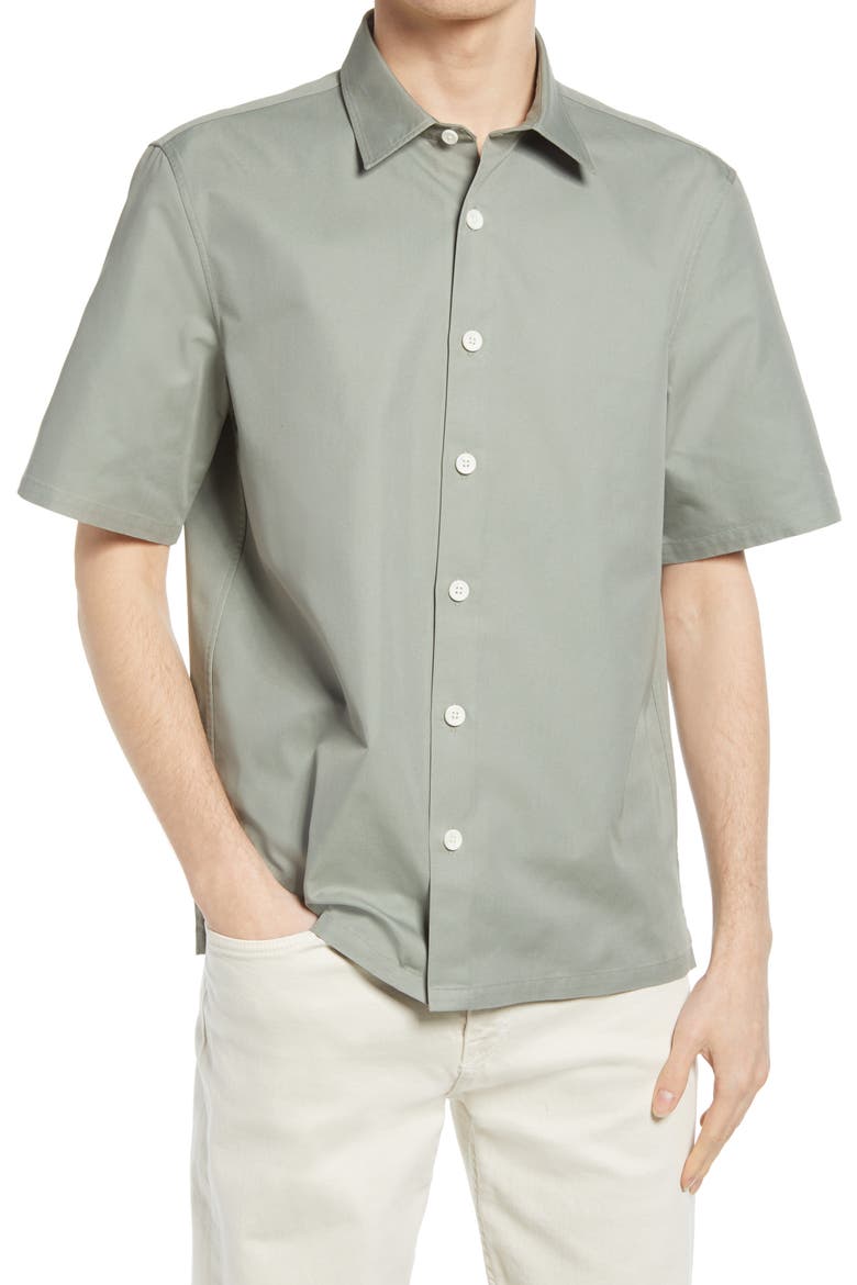 Standard Short Sleeve Button-Up Shirt, Main, color, SHADOW GREY
