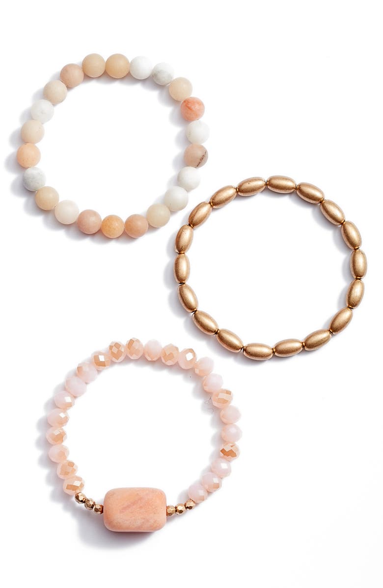 AREA STARS Set of 3 Beaded Stretch Bracelet, Main, color, 