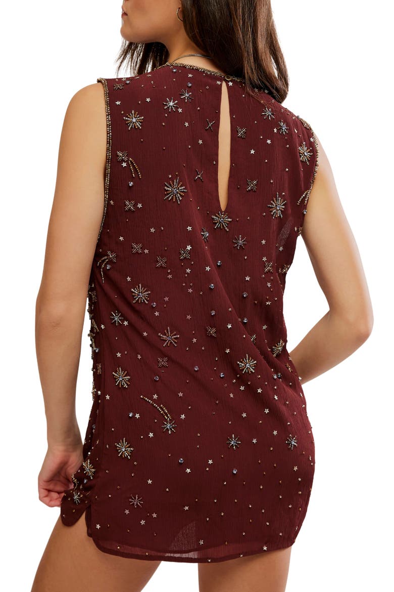 Brighter Days Beaded Minidress, Alternate, color, CHOCOLATE COMBO