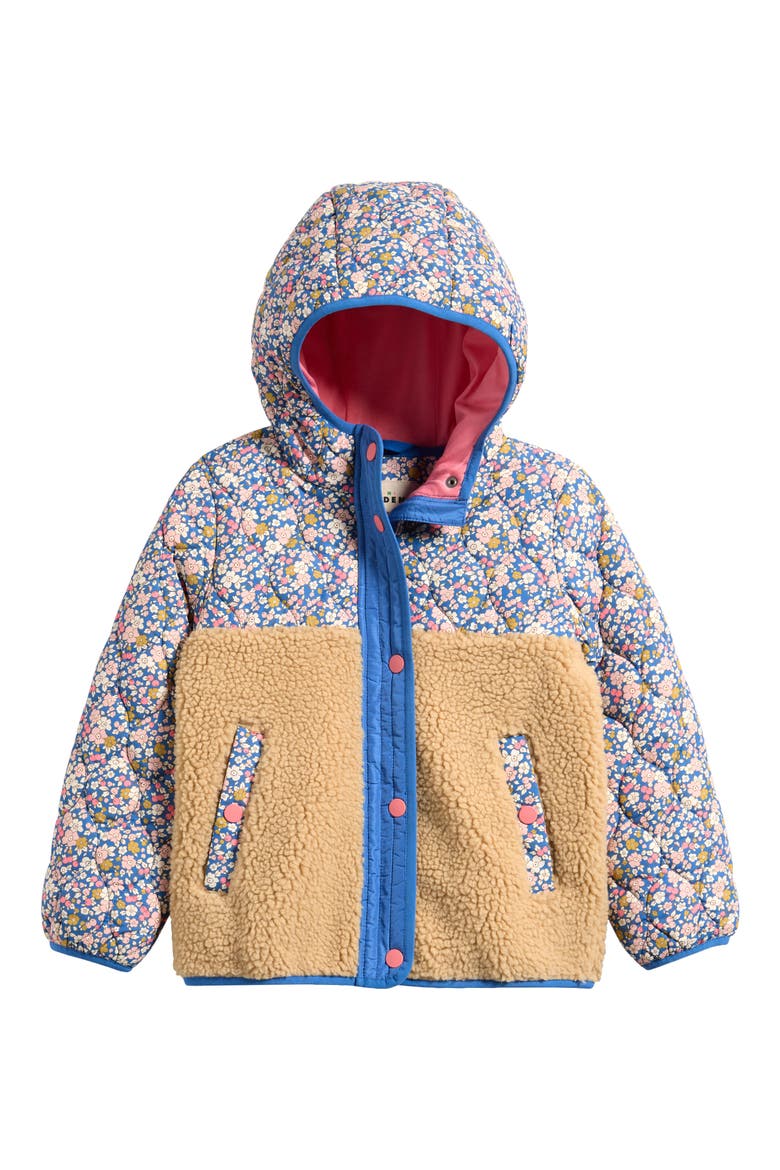Kids' Janie Mix Media Sherpa Jacket, Main, color, DELFT FLORAL
