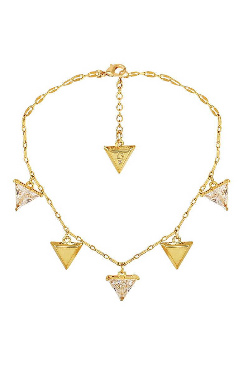 Cubic Zirconia Triangle Charm Line Bracelet, Alternate, color, GOLDTONE