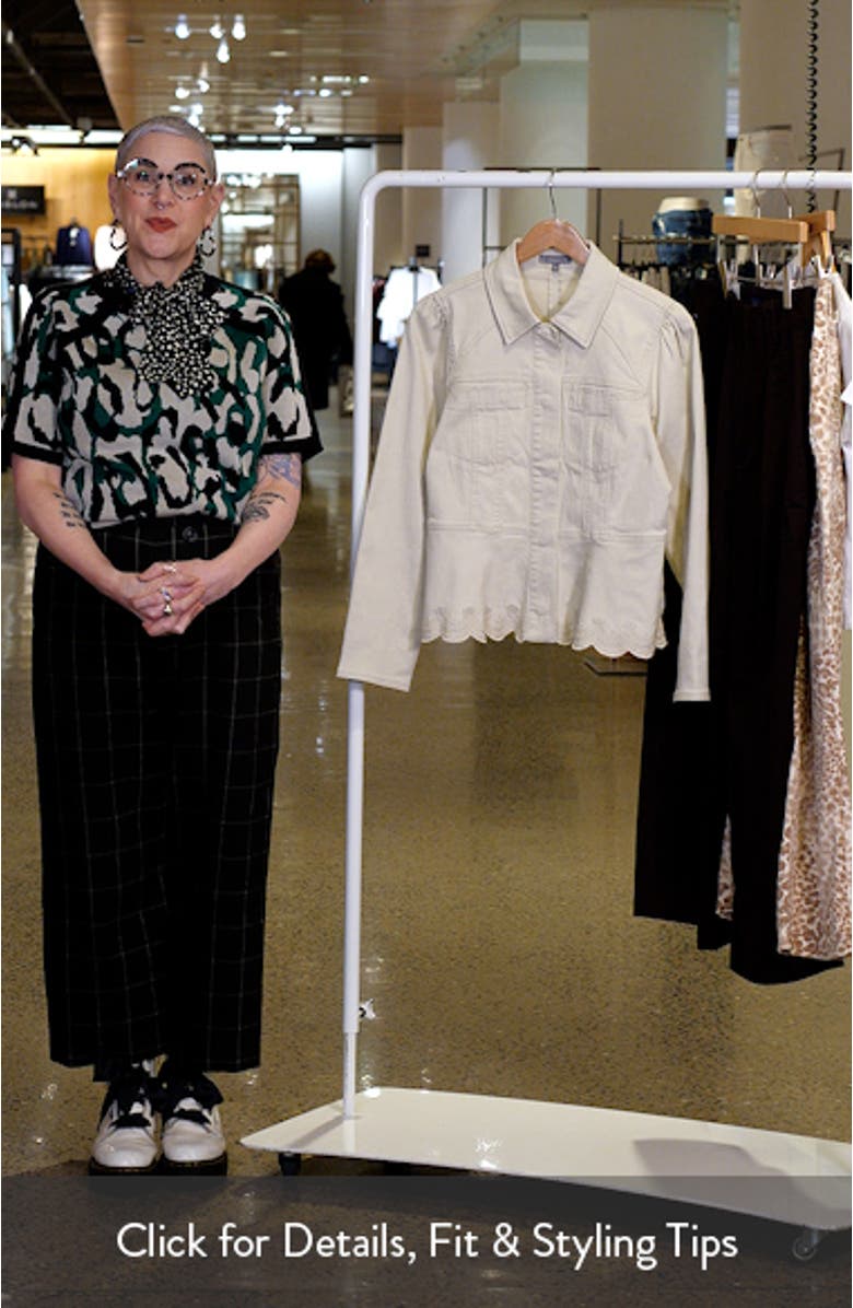 Puff Shoulder Peplum Denim Jacket, sales video thumbnail