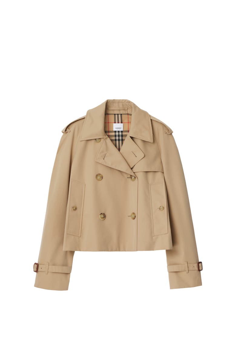 Cropped Gabardine Mayfair Trench Jacket, Alternate, color, Honey beige