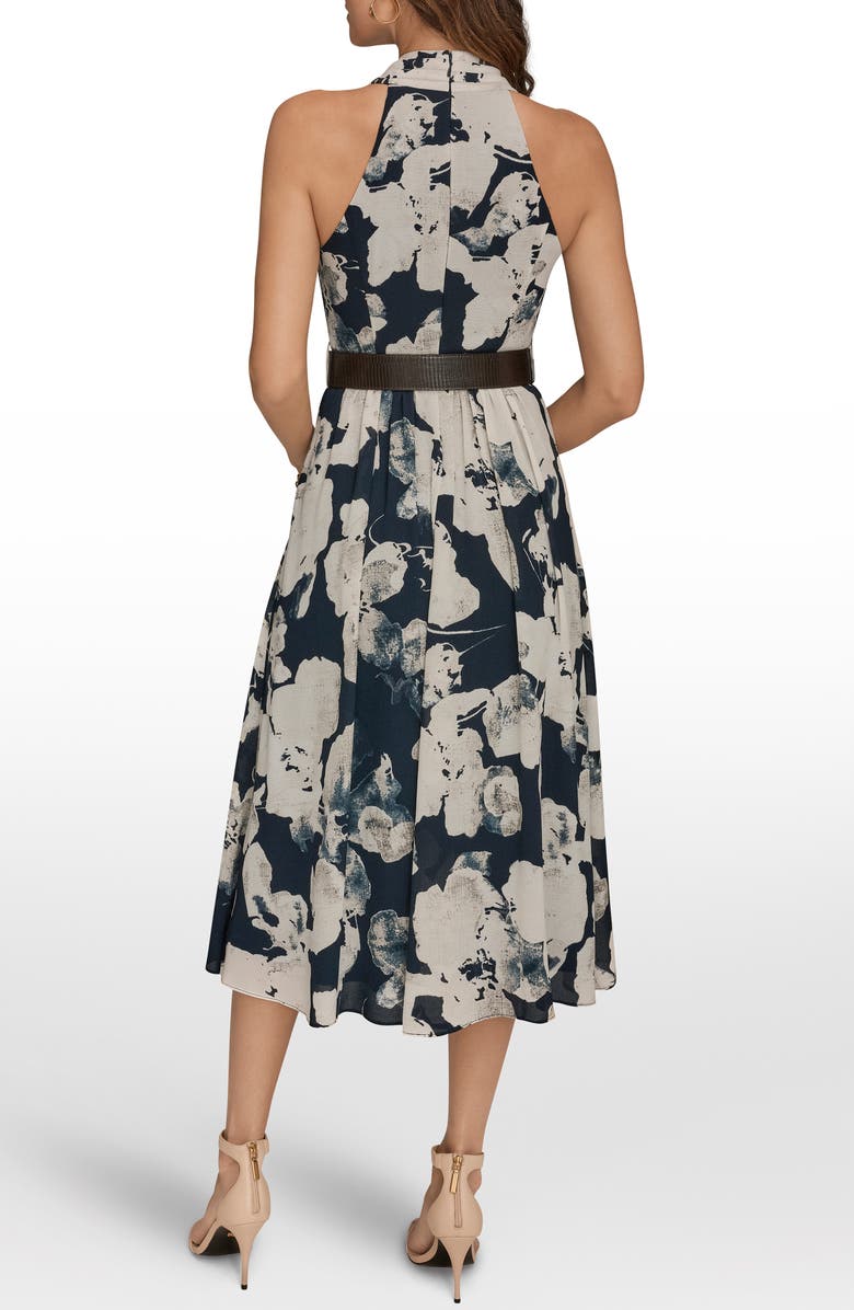 Donna Karan New York Belted Midi Dress, Alternate, color, Nightfall Multi