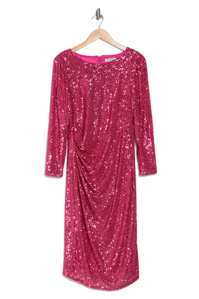 Sequined Body-Con Dress, Alternate, color, BERRY PINK