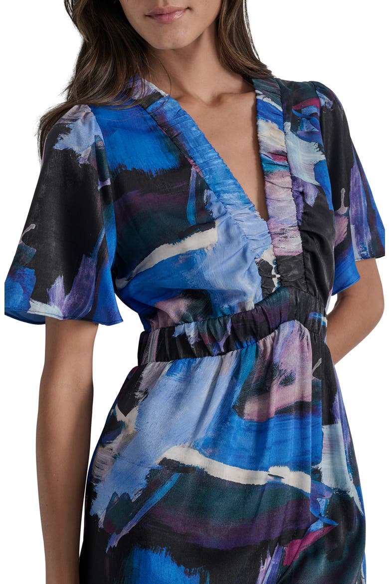 Print V-Neck Maxi Dress, Alternate, color, BLUE BRUSH