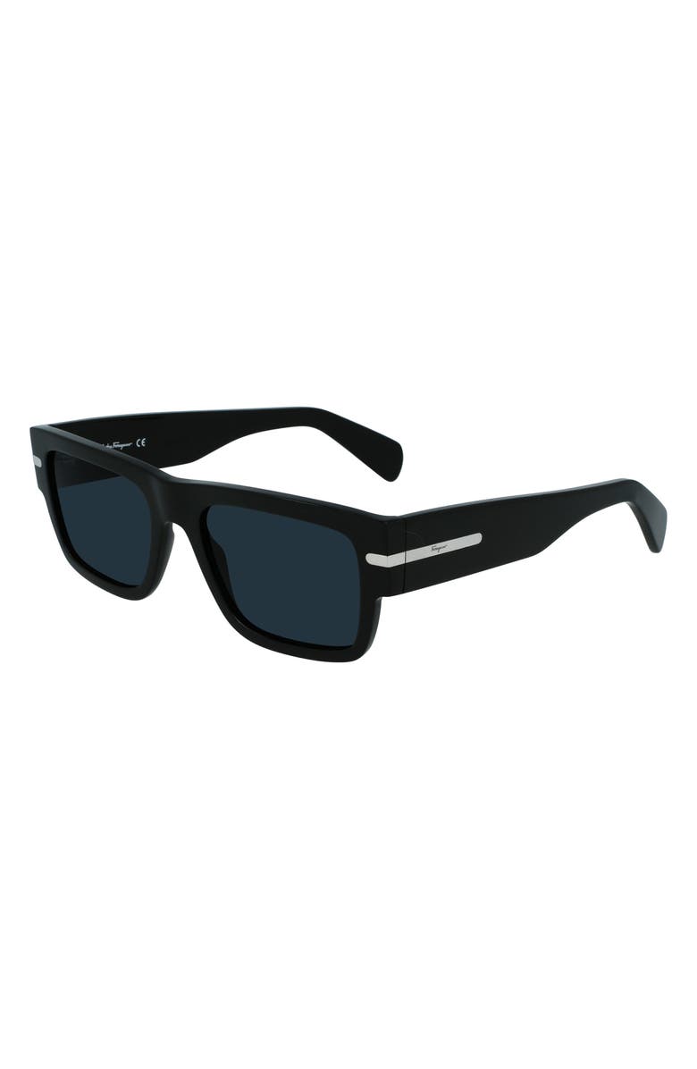 FERRAGAMO Classic Logo 54mm Rectangular Sunglasses, Alternate, color, Black