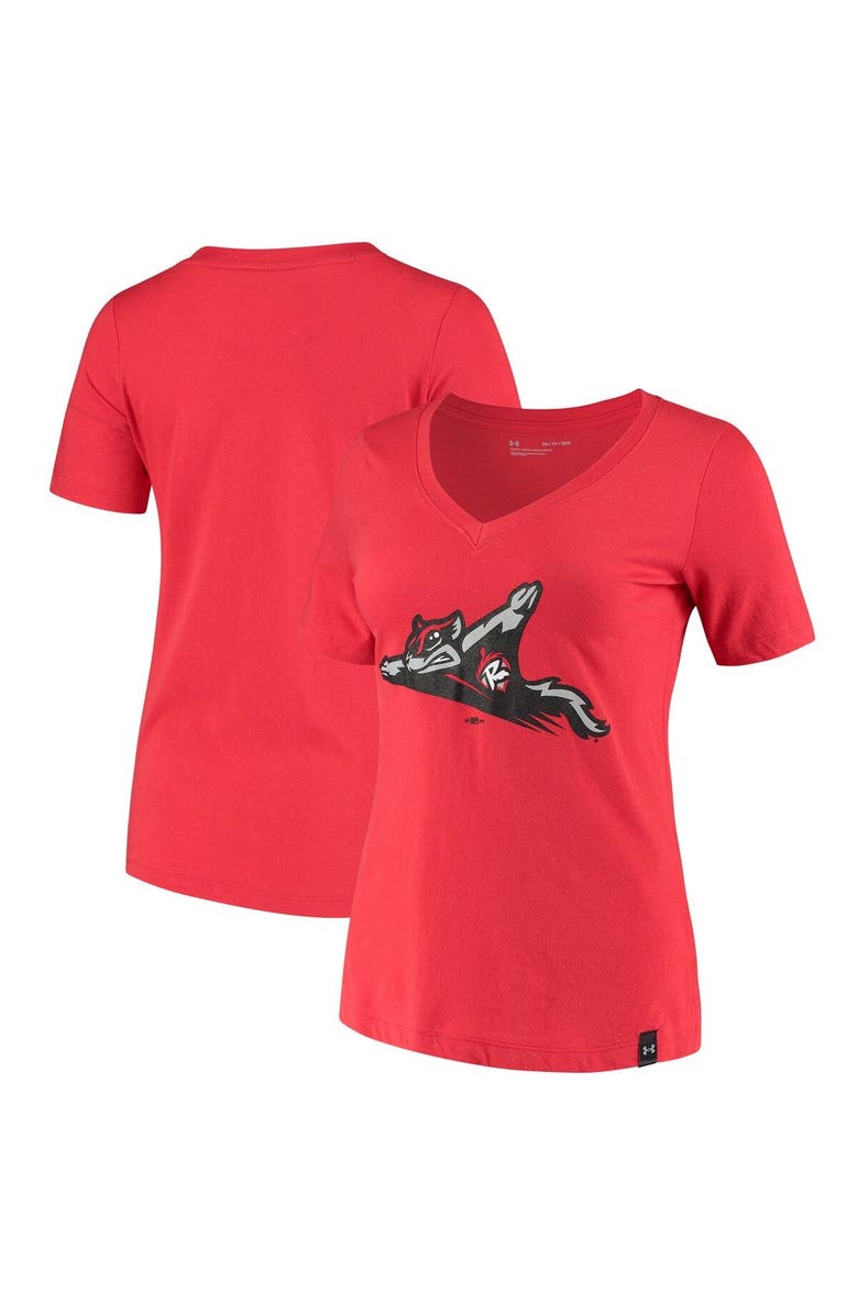 Under Armour Women's Under Armour Red Richmond Flying Squirrels Performance V-Neck T-Shirt, Main, color, Red