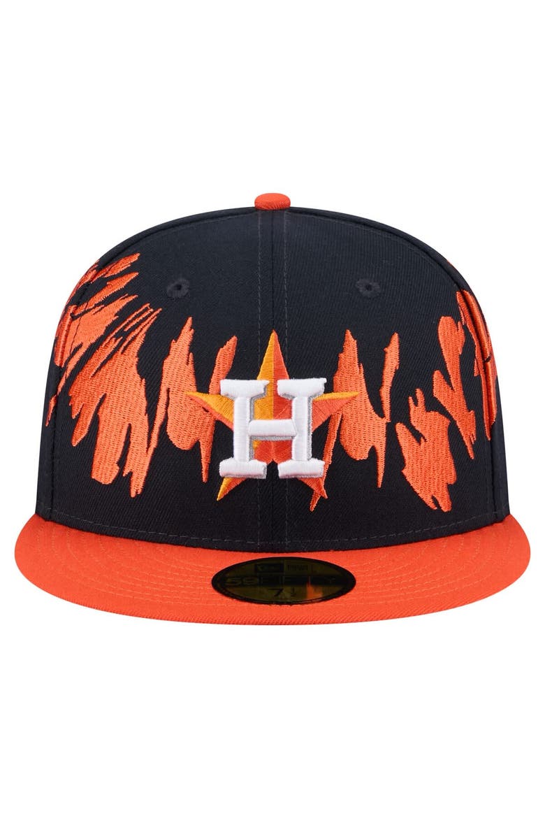 Men's New Era Navy/Orange Houston Astros Retro Pattern 59FIFTY Fitted Hat, Alternate, color, Navy